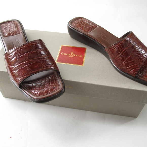 Cole Haan Crocodile Slides with Heel (brown) - Picture 7 of 7